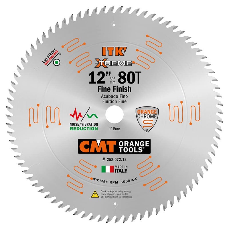 CMT ORANGE TOOLS CMT 252.072.12 ITK Xtreme Industrial Fine Cut-Off Saw Blade, 12-Inch x 80 Teeth ATB Grind with 1-Inch Bore - Image 1